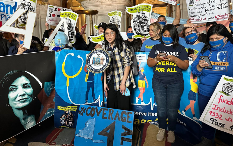 Noelle speaking at Coverage4All Rally